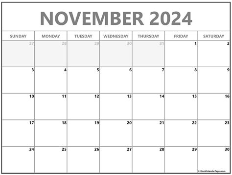 Blank November Calendar Template 2022